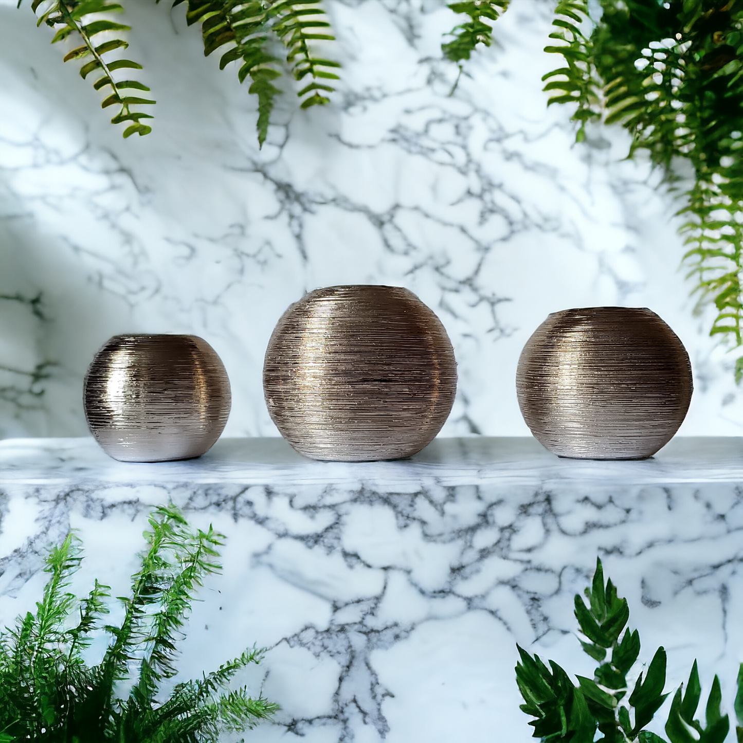Drew DeRose Ceramic Spun Ball Votive Tea Light Candle Holder ( Set of 3)