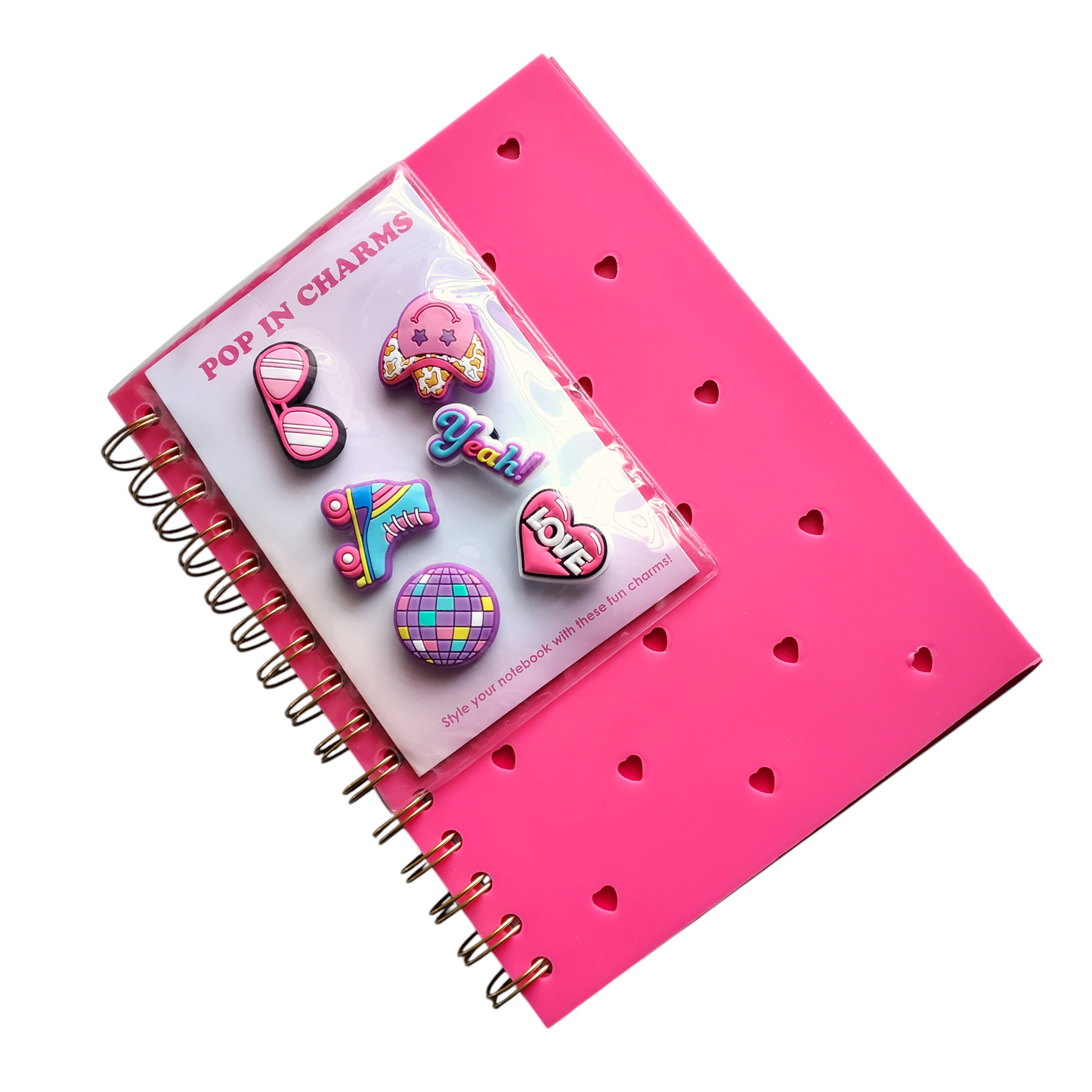 Hot Pink Silicone Pop In Charms Notebook