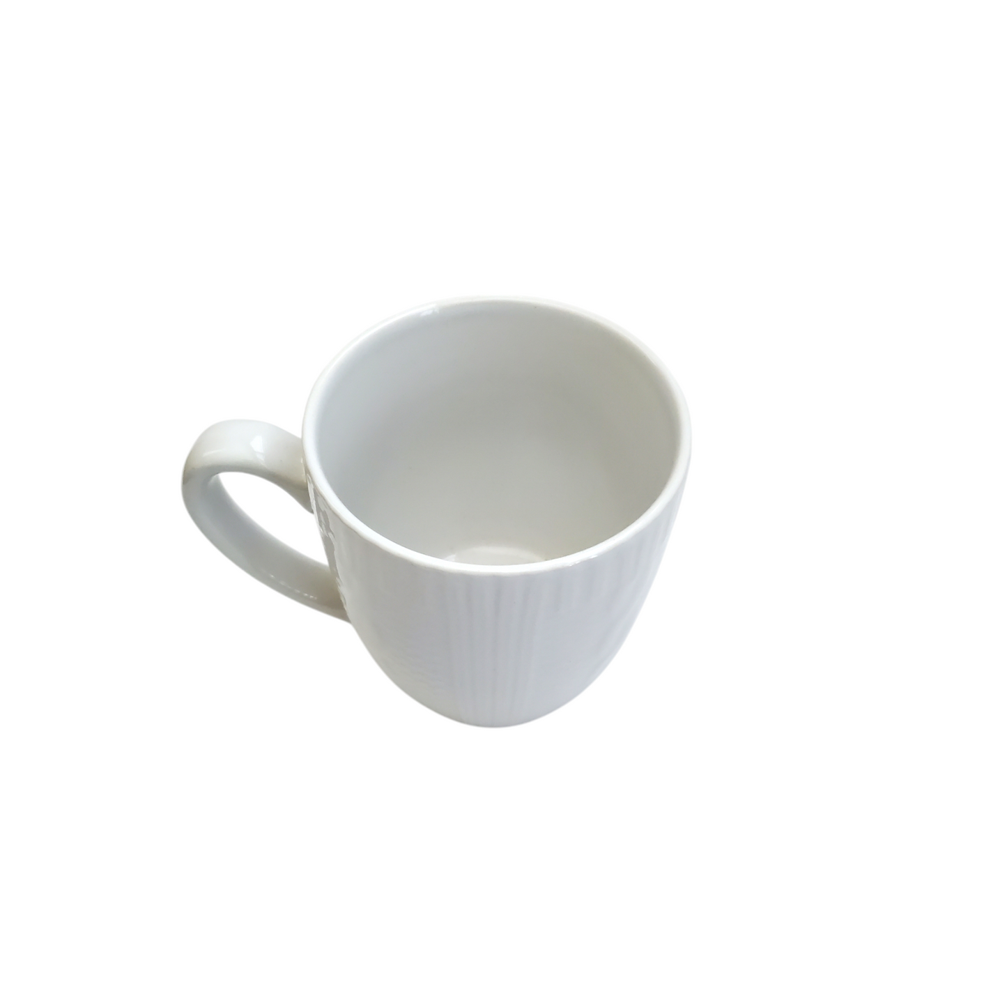 Elegant White Embossed Textured Stoneware Coffee Mug/Cup