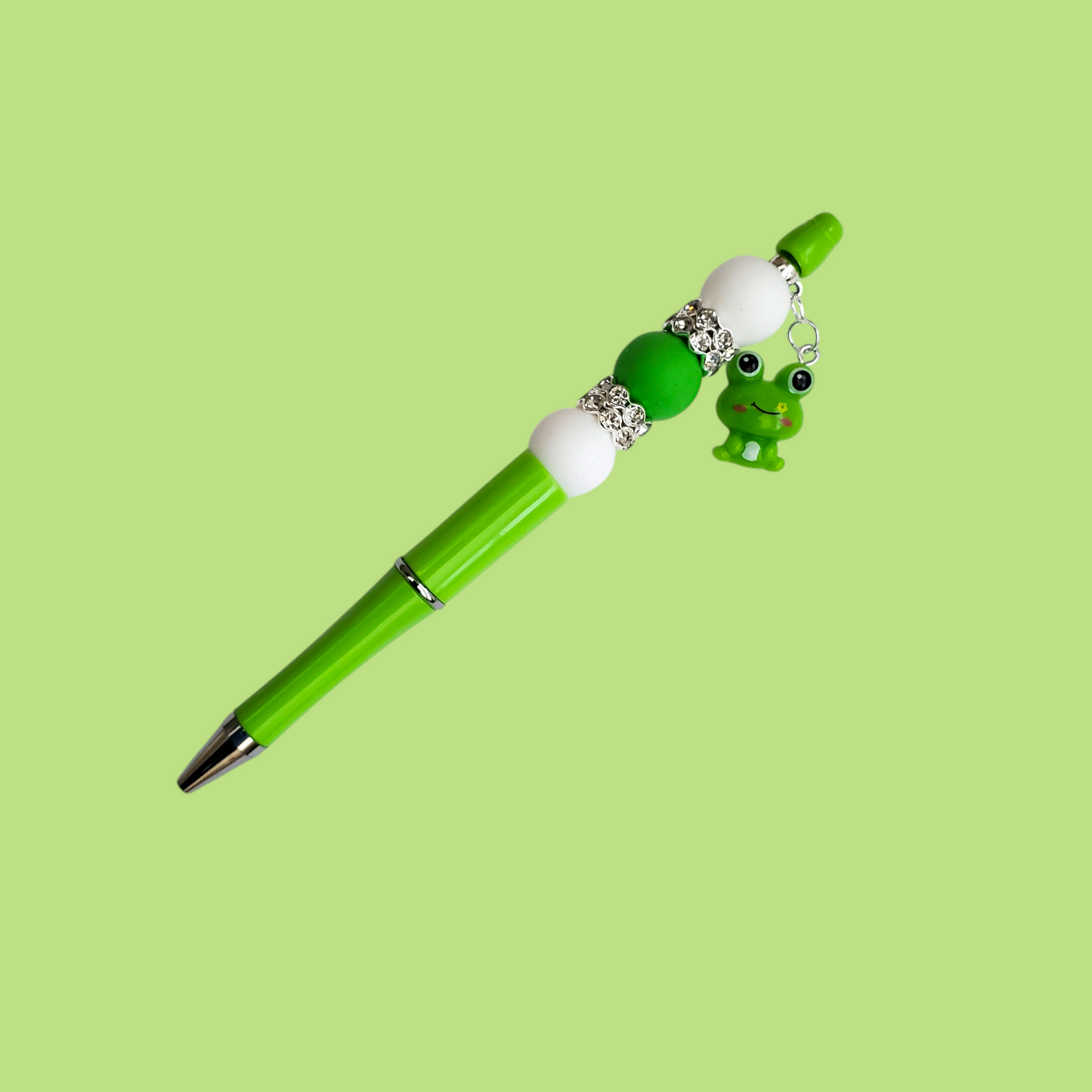 Green Frog Beaded Pen