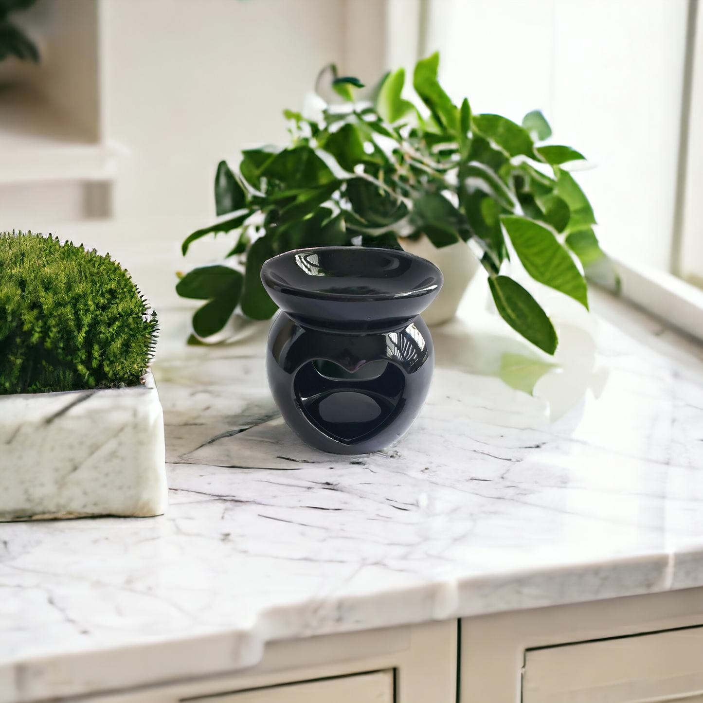 Black Ceramic Heart Tea Light Warmer