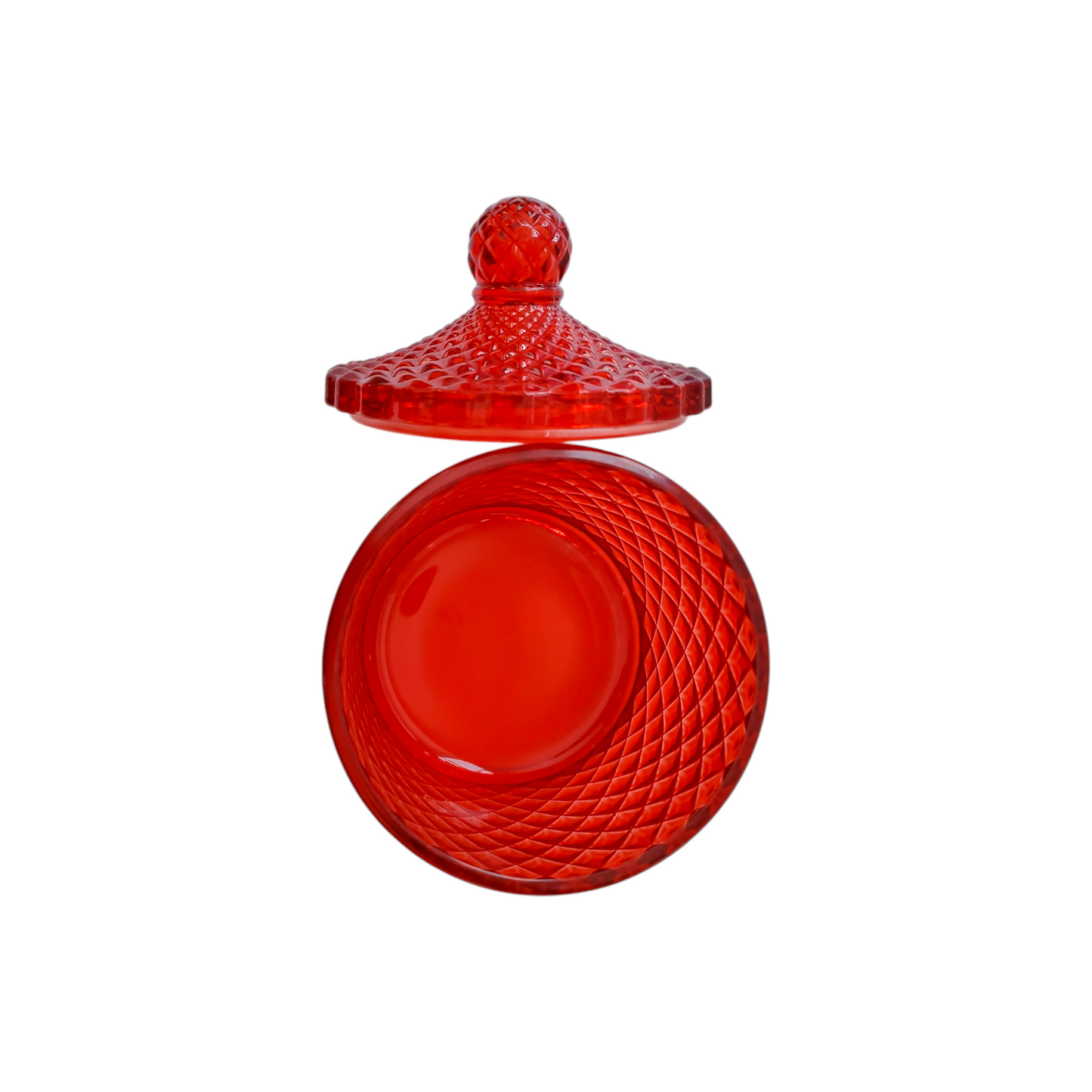 Red Glass Container/ Jar / Candy Dish / Trinkets Dish