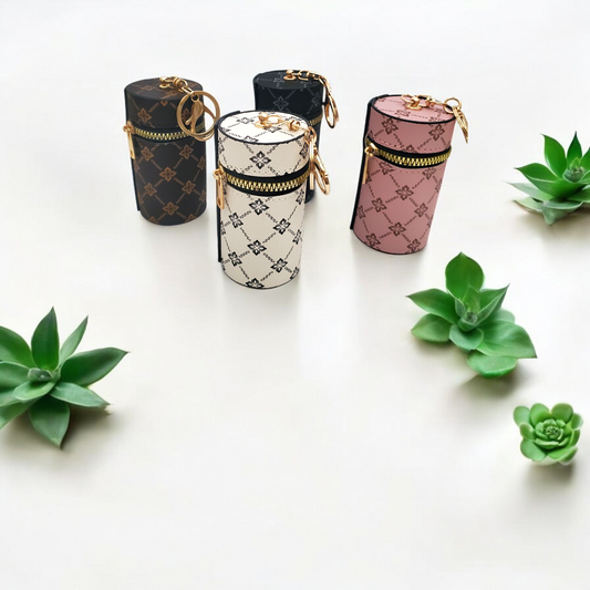 Flower Pattern Cylinder Mini Bag Keychain ( 4 Color Options Available )