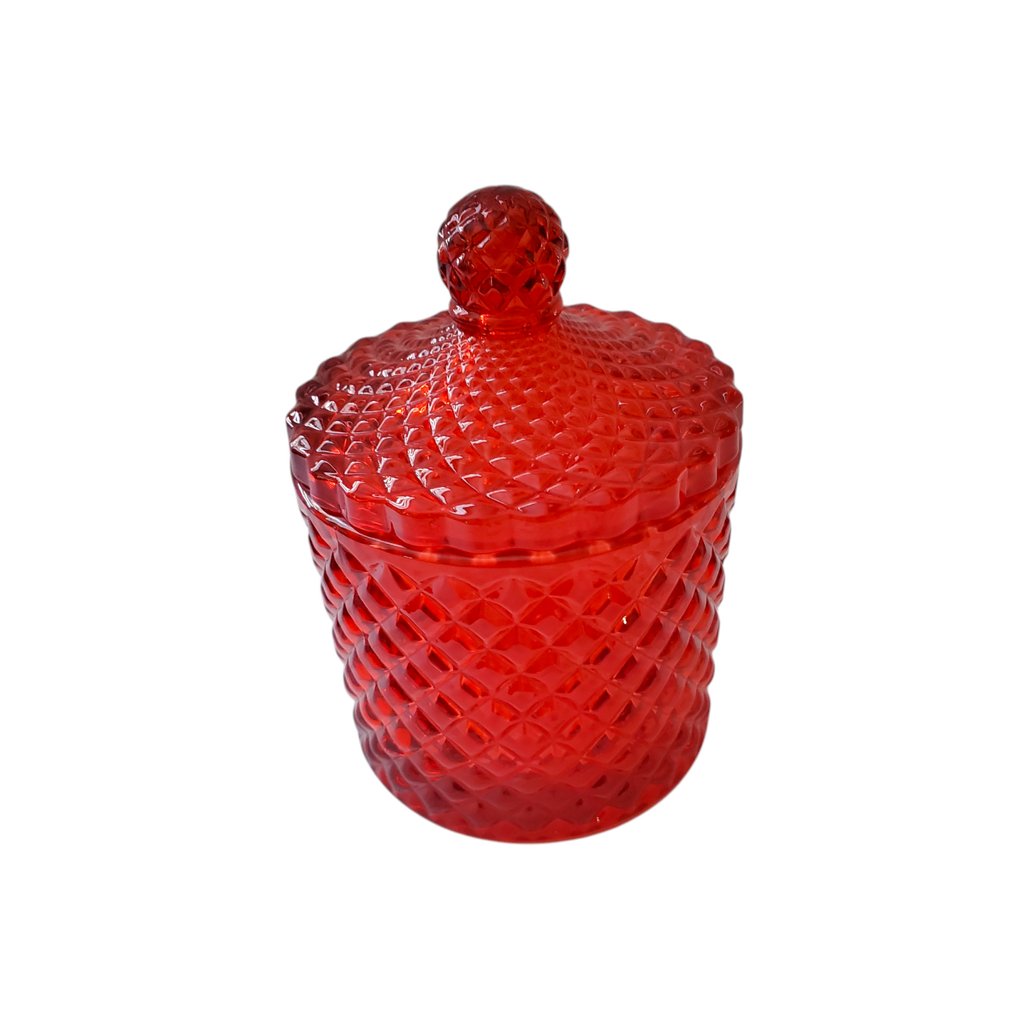 Red Glass Container/ Jar / Candy Dish / Trinkets Dish
