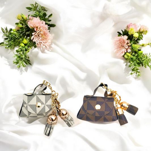 Geometric Pattern Mini Bag Keychain ( 2 Color Options Available )