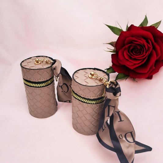 Woven Rose Pink Cylinder Mini Bag Keychain