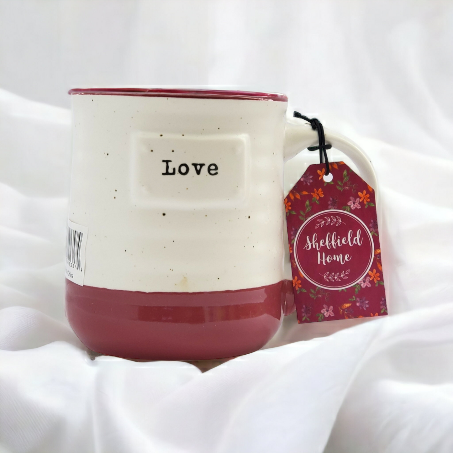 Speckled White and Mauve "Love" Coffee Mug