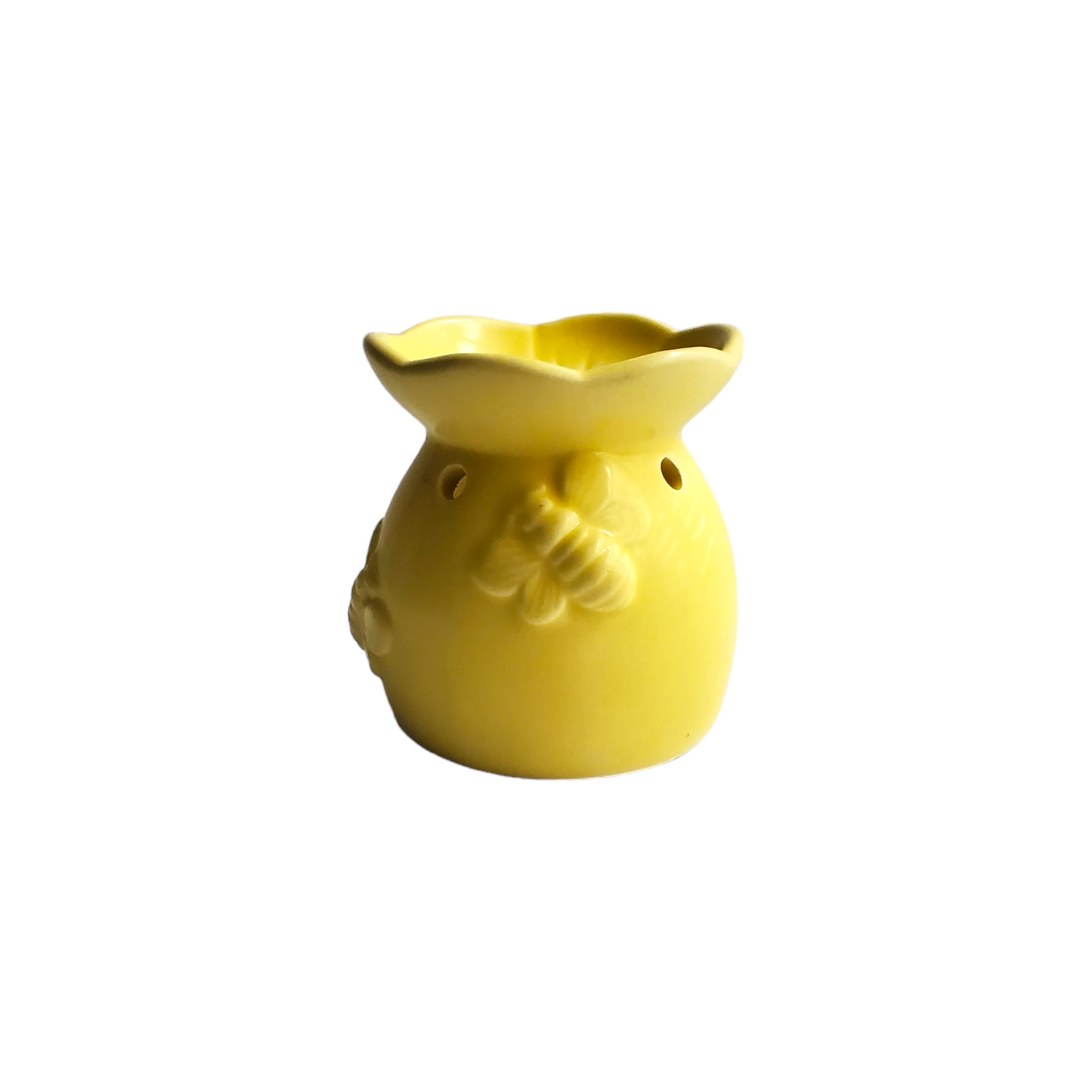 Yellow Ceramic Flower & Bee Tea Light Warmer