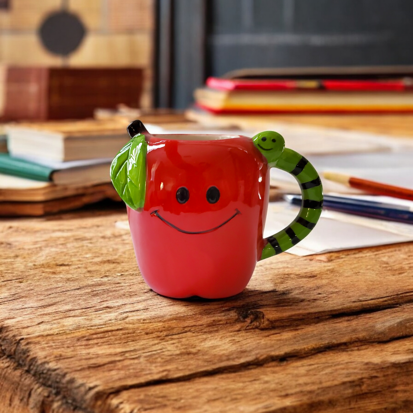 Red Apple & Worm Mug