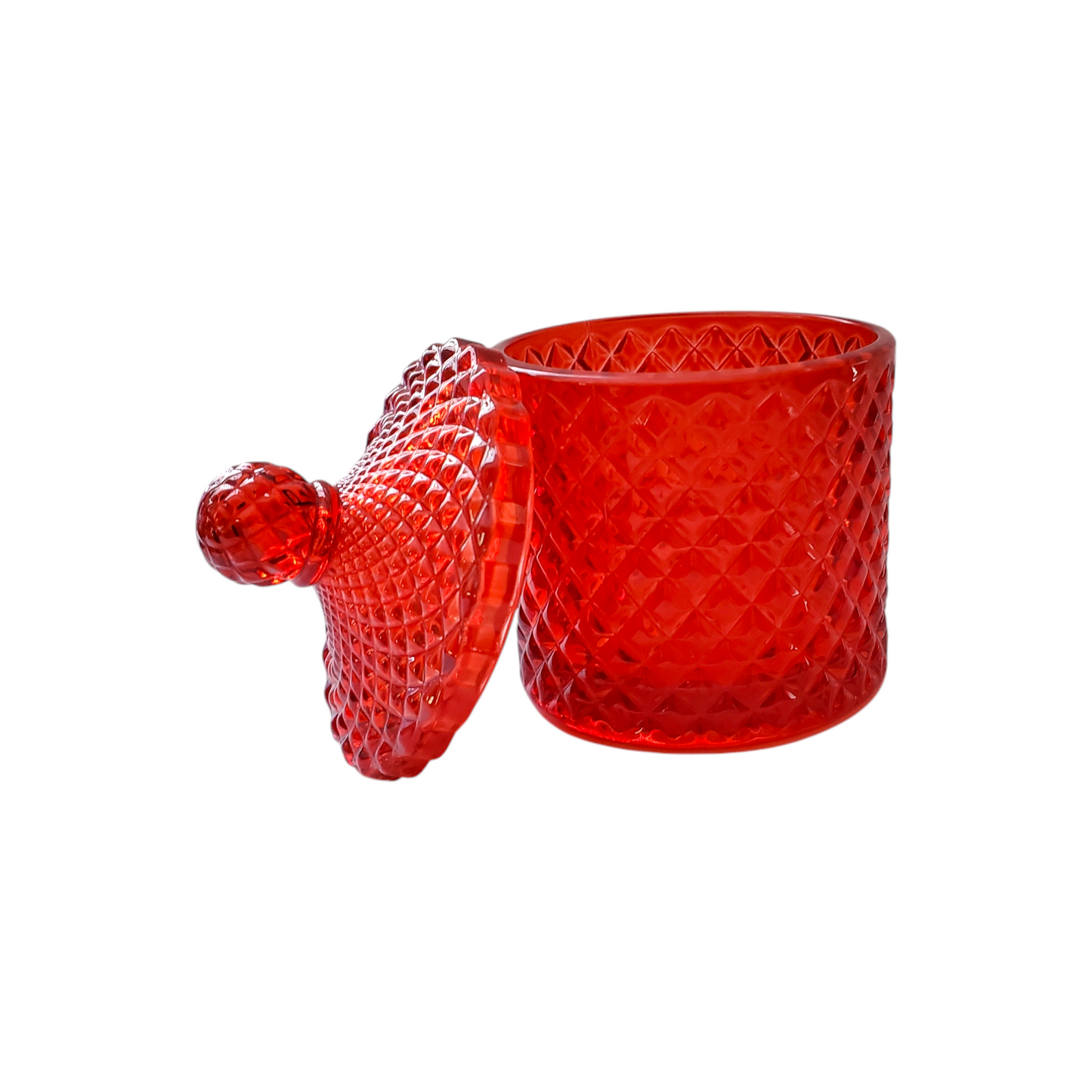 Red Glass Container/ Jar / Candy Dish / Trinkets Dish