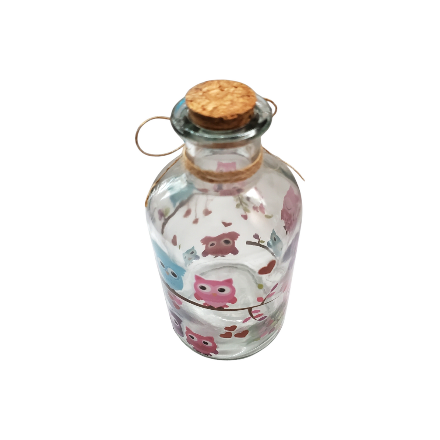 Owls & Heart Glass Jar with Cork