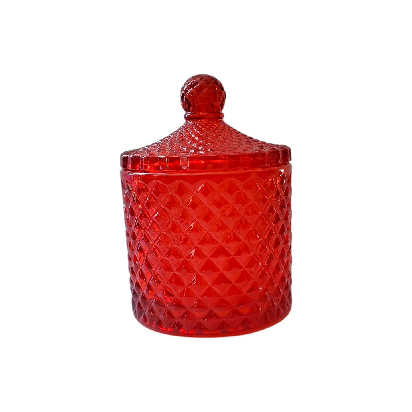 Red Glass Container/ Jar / Candy Dish / Trinkets Dish