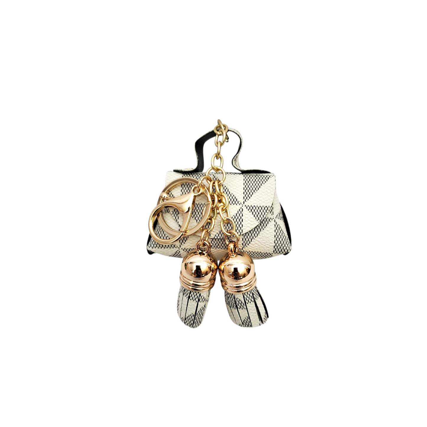 Faux Leather Geometric Pattern Mini Keychain Handbag with or without Charms