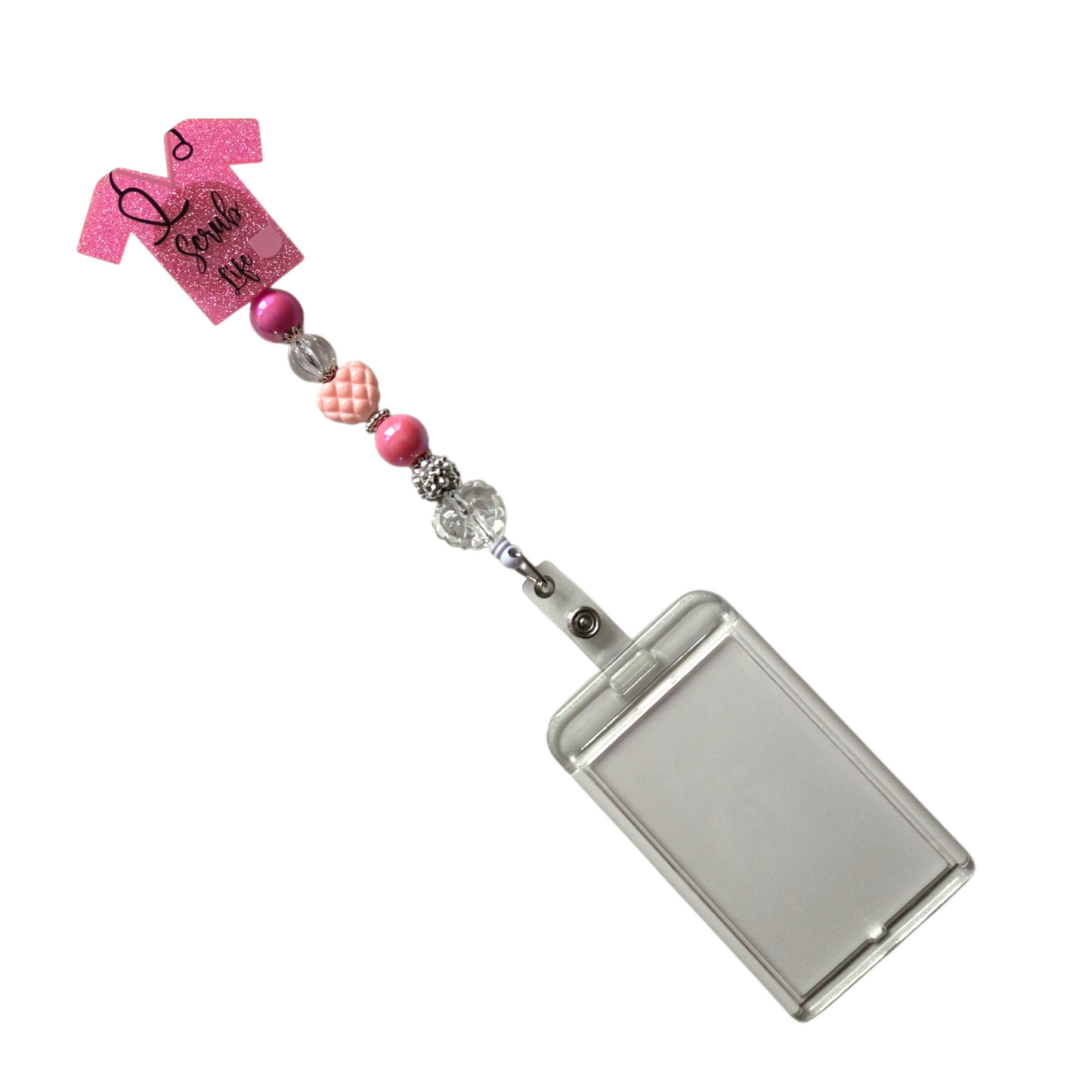 Nursing Scrub Top Badge Reel with Acrylic Beads