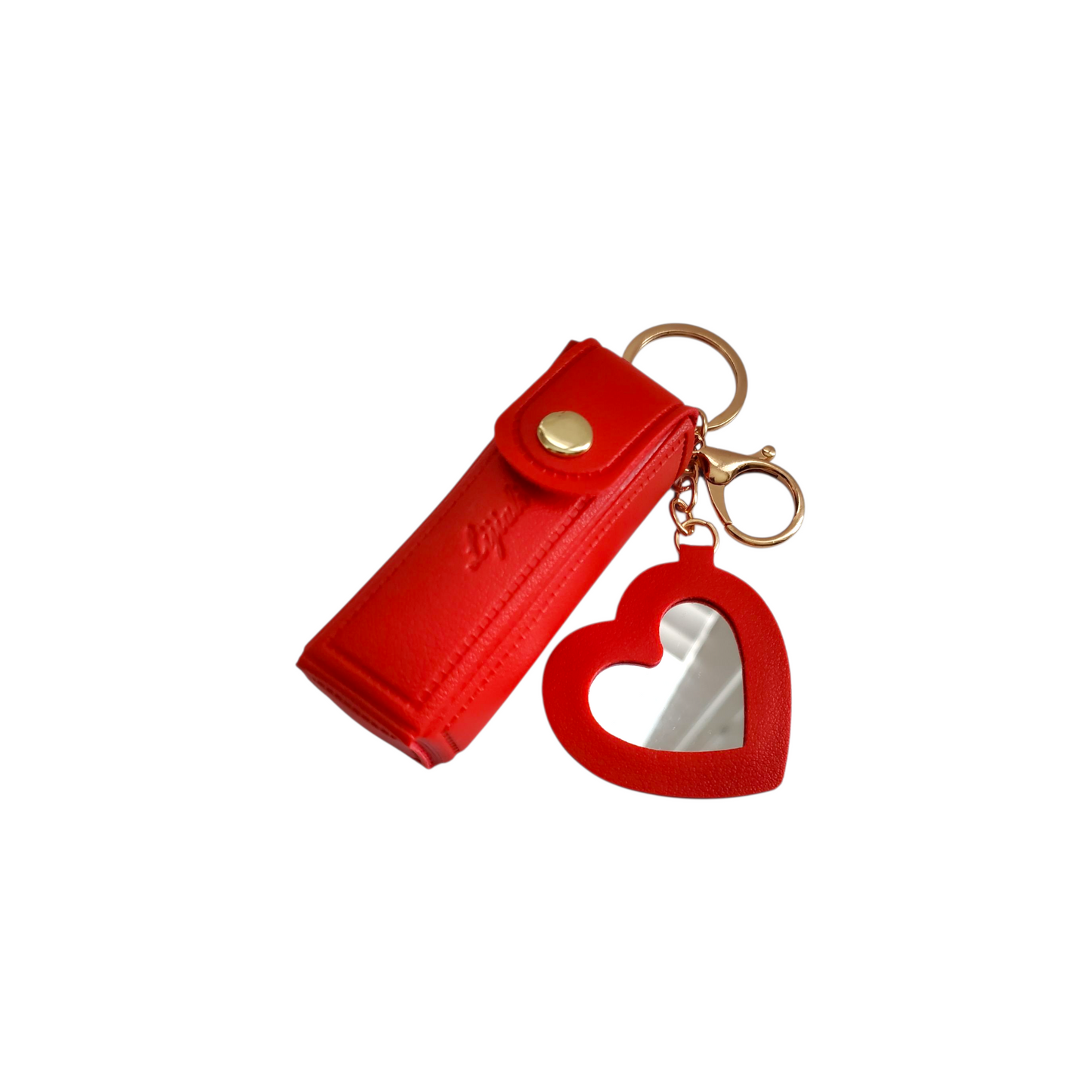 Mini Lipstick Holder Keychain with Heart Mirror (3 Options Available)