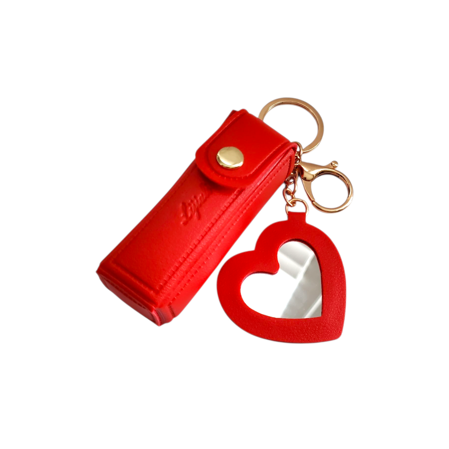Mini Lipstick Holder Keychain with Heart Mirror (3 Options Available)