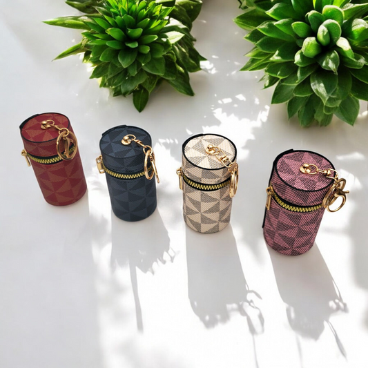 Cylinder Geometric Patten  Mini Bag Keychain ( 4 Color Options Available )