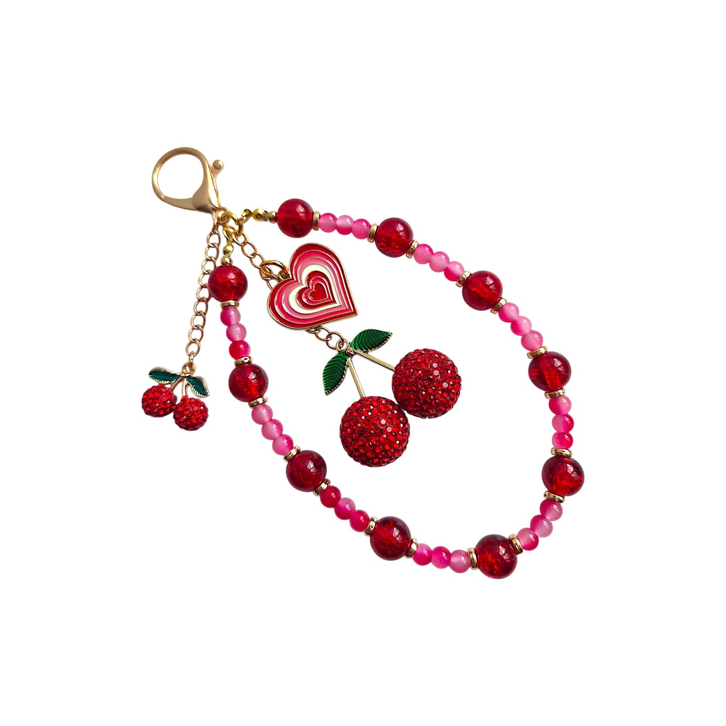 Handmade Cherry Bag Charm Keychain