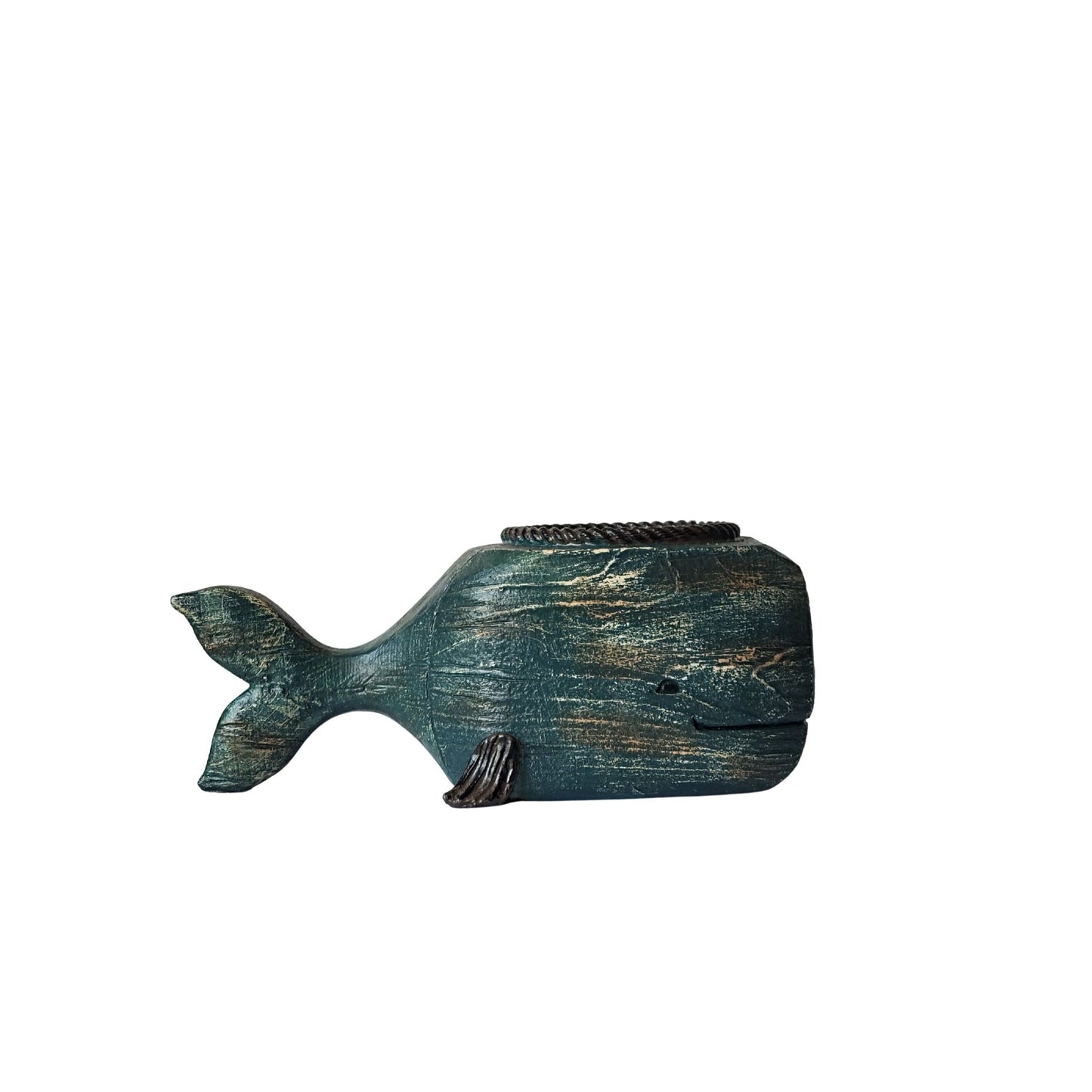 Drew Derose Blue whale pillar candle holder, Gives the appearance of distressed carved wood
