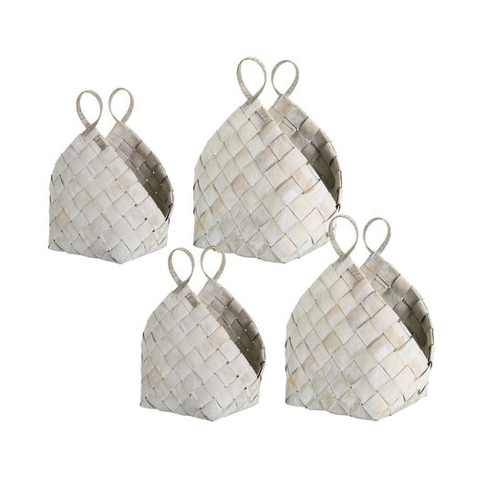 White Floor baskets cool white-washed tones and the woven metasequoia wood composition, set of 4