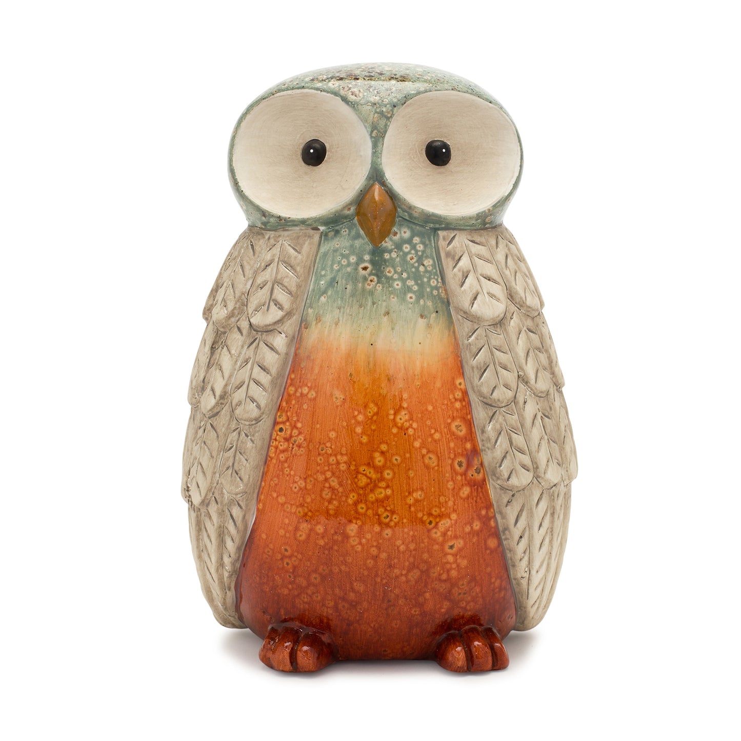 Fall Terra Cotta Owl Figurine with Glazed Accents