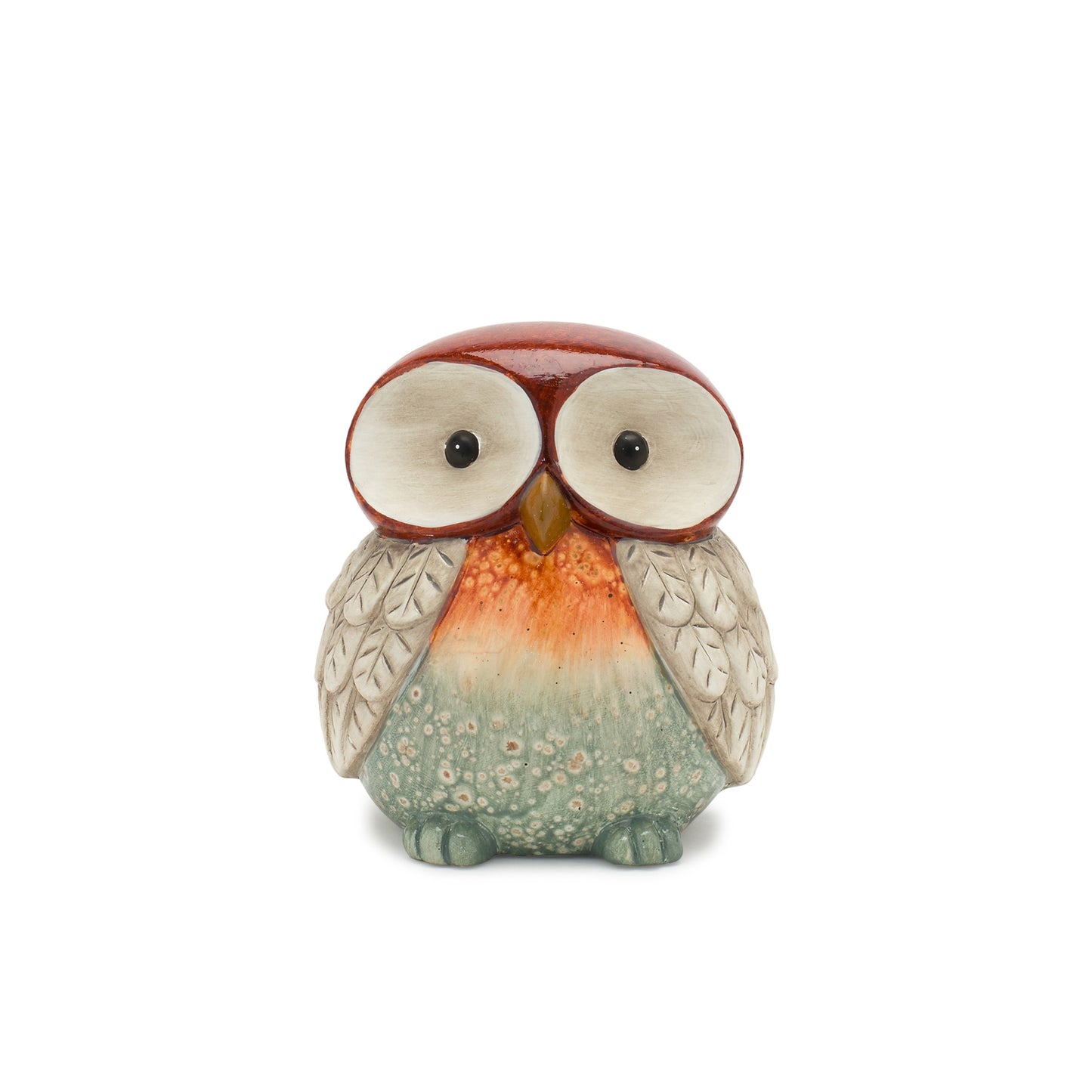 Fall Terra Cotta Owl Figurine with Glazed Accents