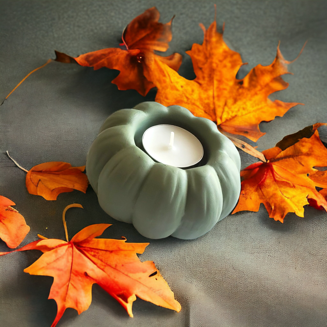 Green Pumpkin Tea Light Candle Holder (Set of 2)