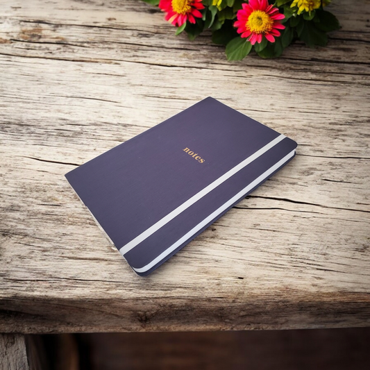 Navy Blue Classic Fabric Hard Cover Journal / Notebook