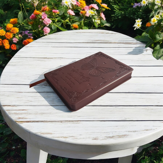 Butterfly Faux Leather Covered Mini Task Notebook