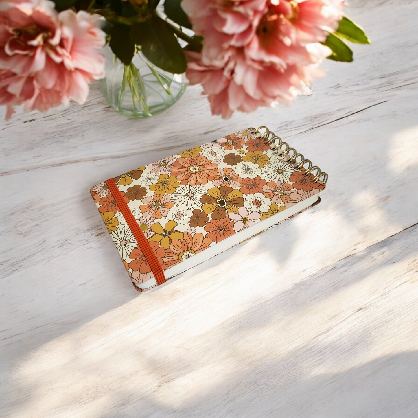 Boho Flower Hard Cover Spiral Note Pad