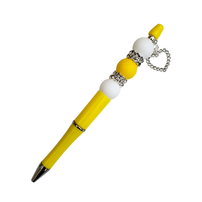 Beaded Pen with Diamond Heart Charm