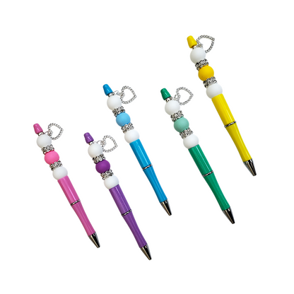 Beaded Pen with Diamond Heart Charm