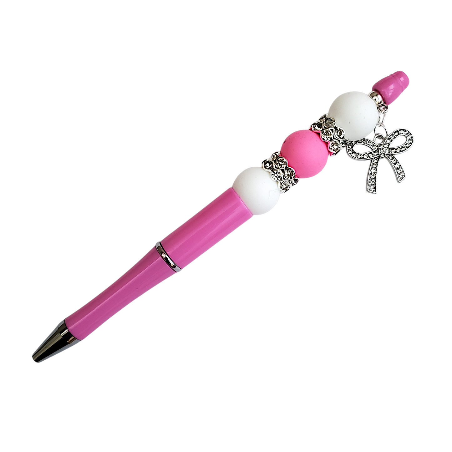 Beaded Pen with Diamond Bow Charms