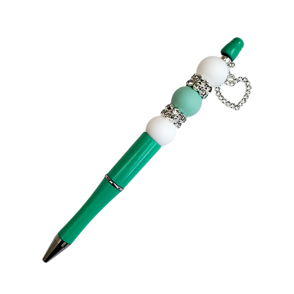 Beaded Pen with Diamond Heart Charm