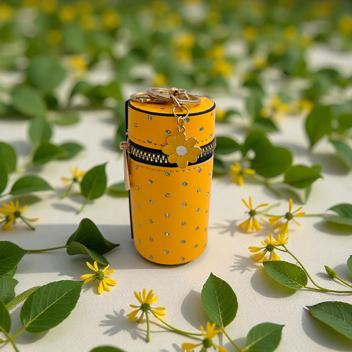 Diamond Accented Mini Cylinder Keychain Purse