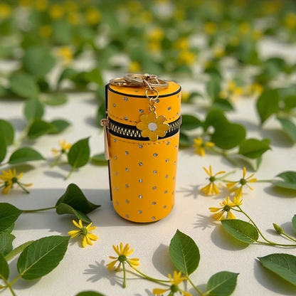 Diamond Accented Mini Cylinder Keychain Purse