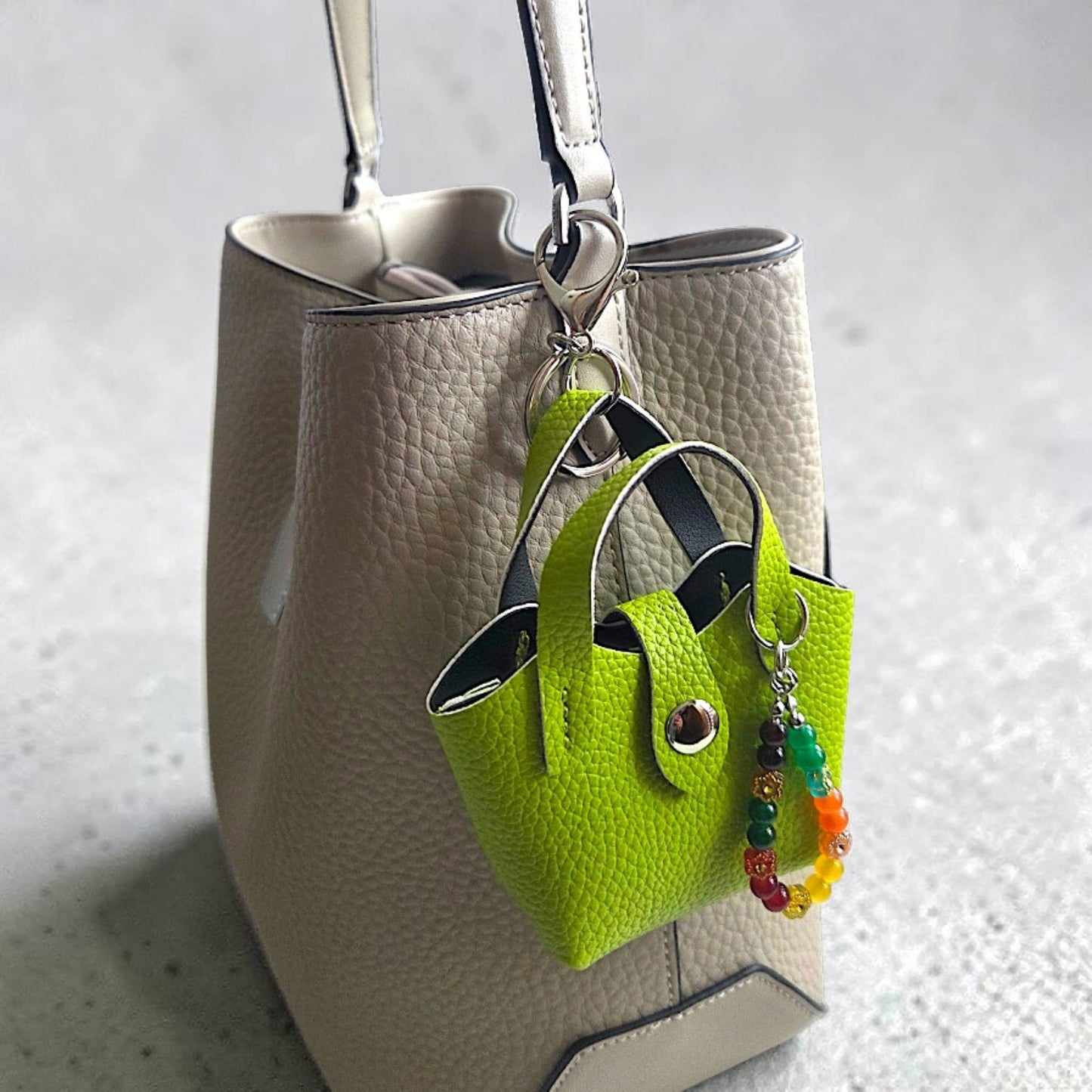 Mini Tote Bag Keychain with Charms