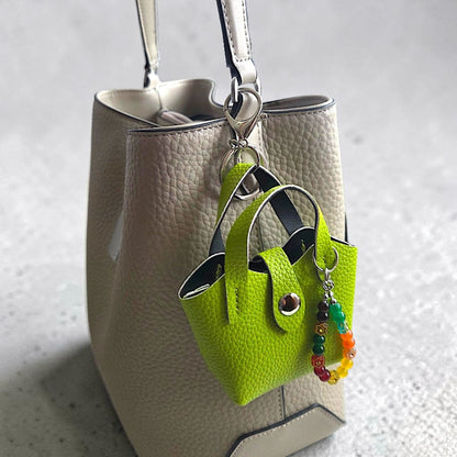 Mini Tote Bag Keychain with Charms