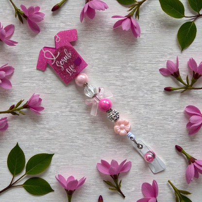 Nursing Scrub Top Badge Reel with Acrylic Beads and Charms/ Retractable ID Holder, Multiple Colors Options