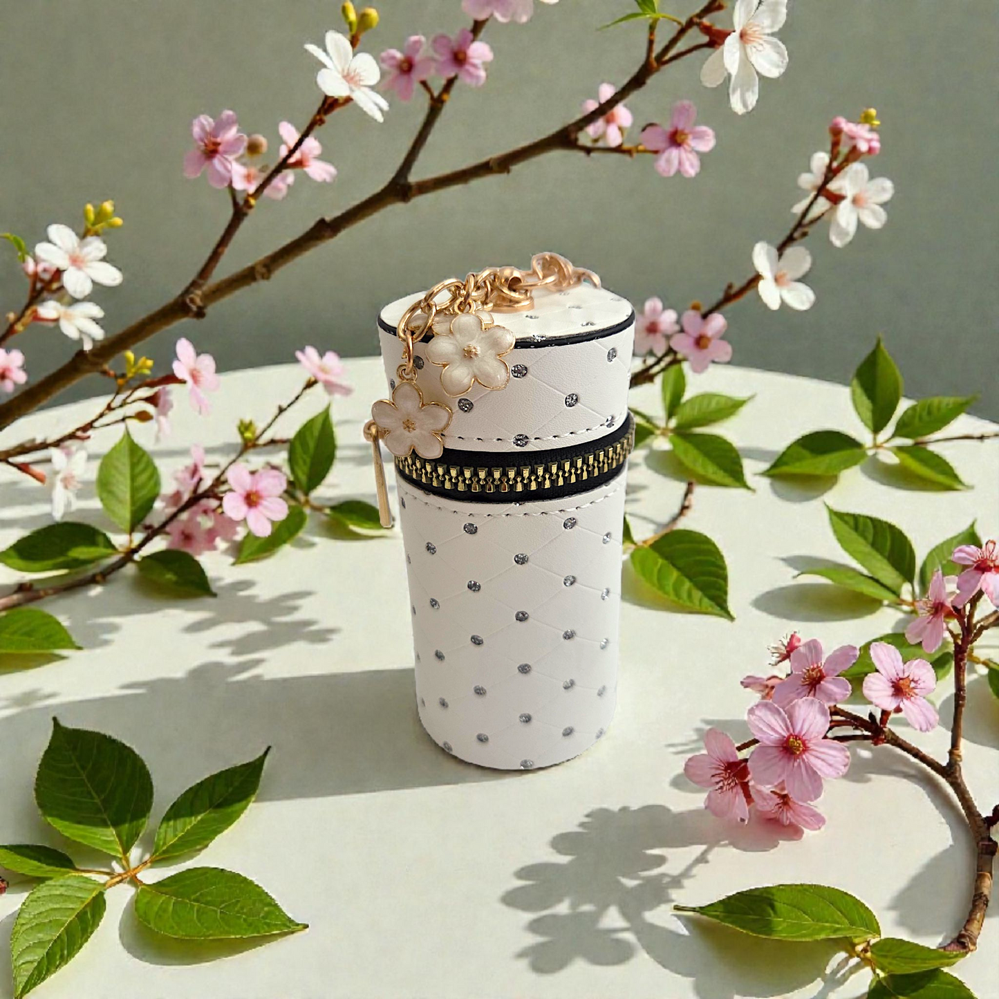 Diamond Accented Mini Cylinder Keychain Purse