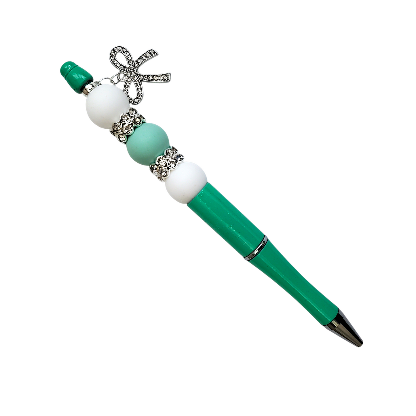 Beaded Pen with Diamond Bow Charms