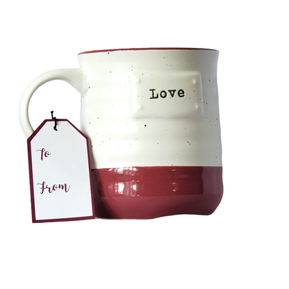 Speckled White and Mauve "Love" Coffee Mug