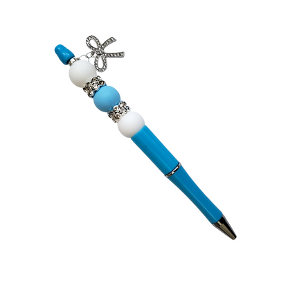 Beaded Pen with Diamond Bow Charms