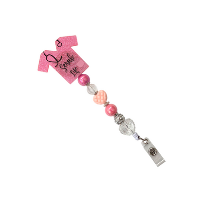 Nursing Scrub Top Badge Reel with Acrylic Beads