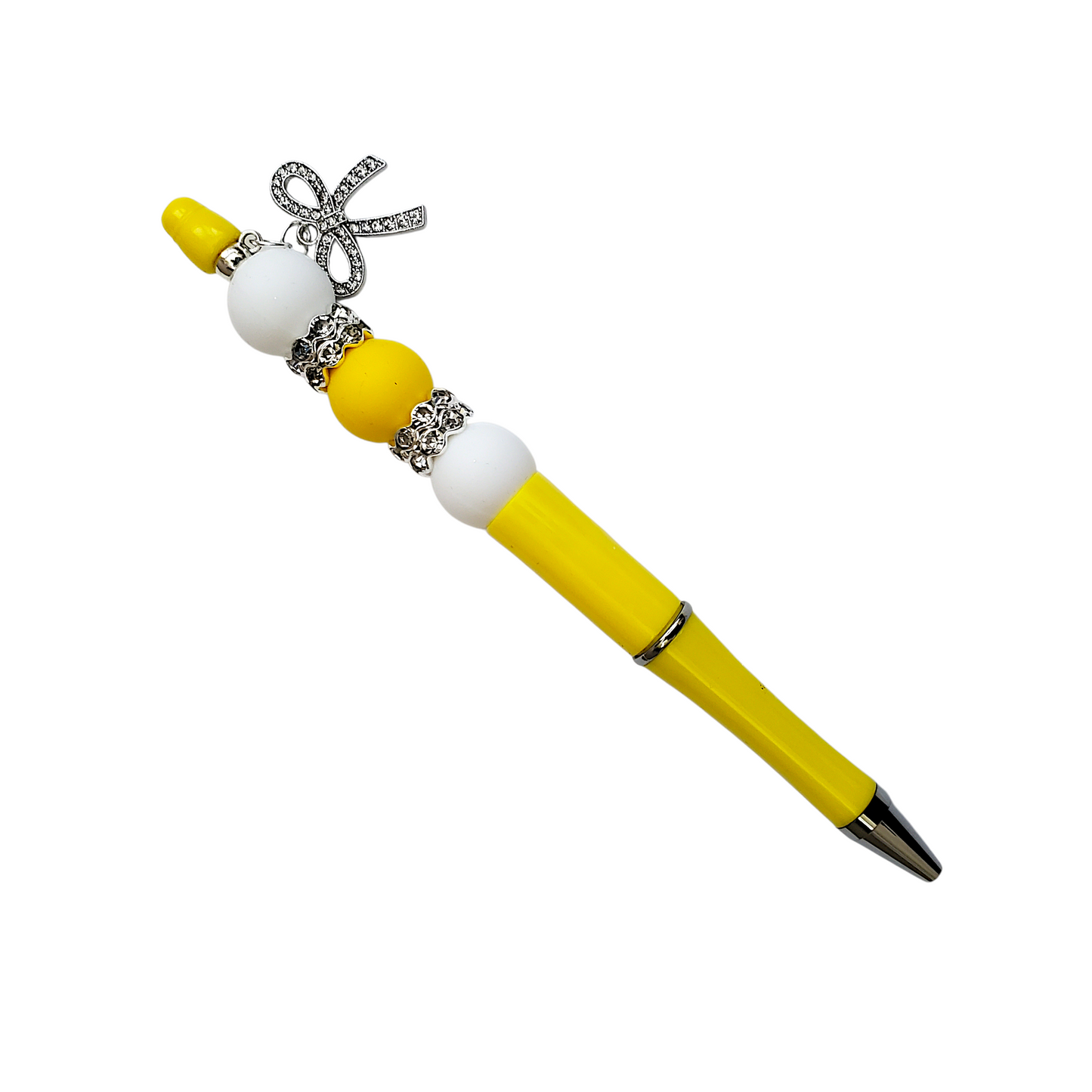 Beaded Pen with Diamond Bow Charms