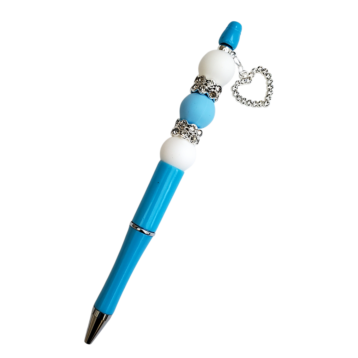 Beaded Pen with Diamond Heart Charm
