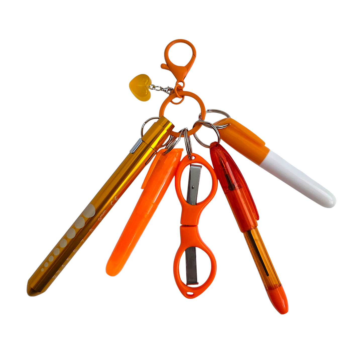 Badge Reel Accessory Set: Mini pen, highlighter, Sharpe, Scissors Penlight