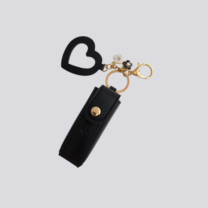 Lipstick Holder Keychain with Heart Mirror & Charm