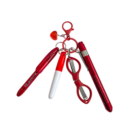 Badge Reel Accessory Set: Mini pen, highlighter, Sharpe, Scissors Penlight