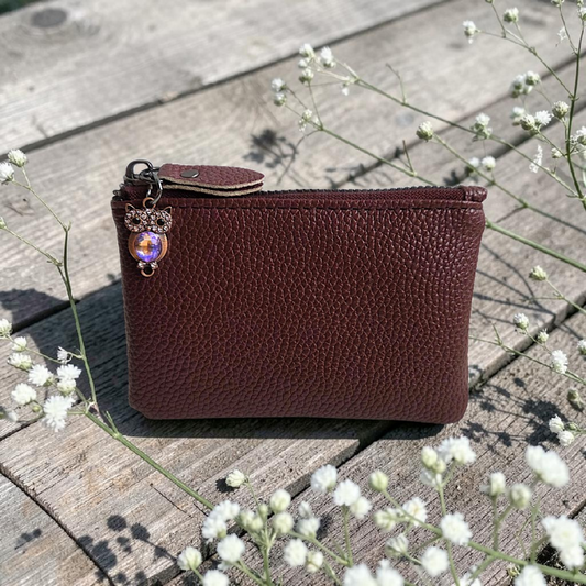 Coin Purse Keychain with Owl Charms